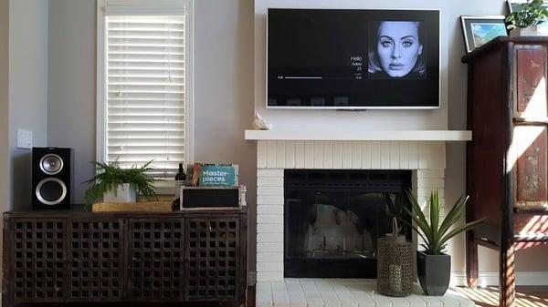 Mid Century modern Design with 4k Sony TV and KEF Speakers