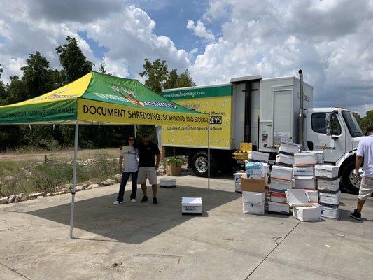 More from a shredding event boxes after boxes of confidential documents destroyed onsite!