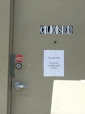 Dang. Drove here to find out they're on vacation until 7/31/17. Always call before driving down here, just in case. Will be back.