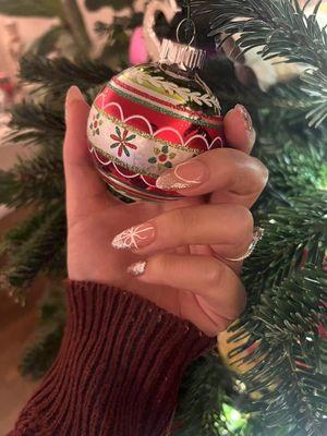 First acrylics, holiday nails! Pretty present design