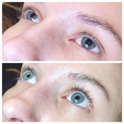 Lash lift before and after