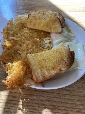 Eggs, hash browns, toast (comes with the chicken fried steak breakfast)