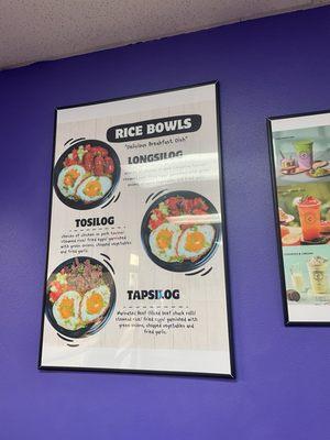 Rice bowl menu