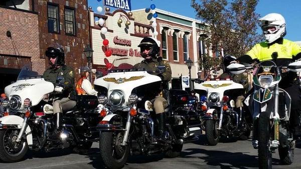 CCSO Motor Unit enjoying a Beautiful Nevada Day outside the shop!