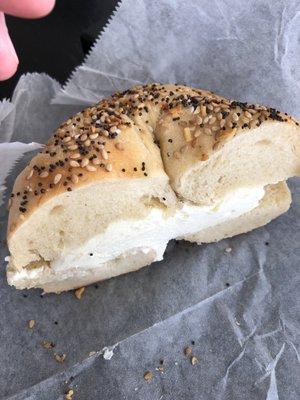 Everything bagel with cream cheese