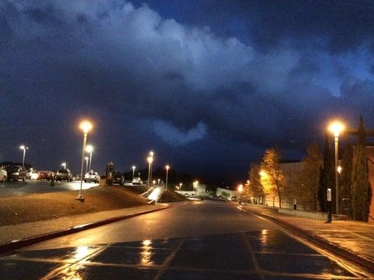 Rainy evening in the upper parking lot.