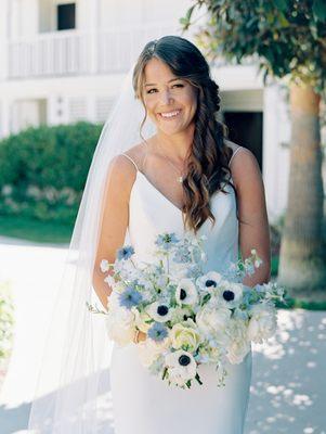 Hotel Del Wedding 
Coastal Ivory and Blue Wedding Bridal Bouquet
Studio Fleurish