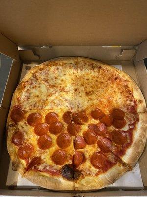 Half pepperoni pizza