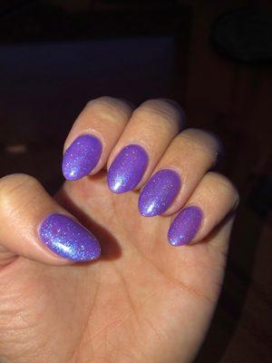 Purple nails with rounded/almond shape done by Nina