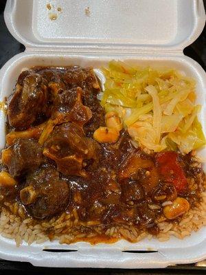 Oxtails Dinner (cabbage and rice)