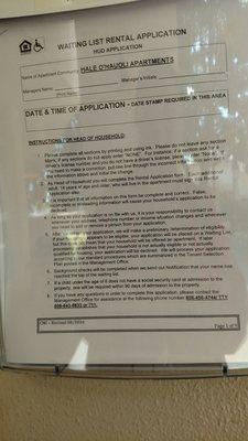 Application for senior citizen apartments.