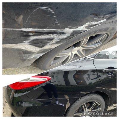 Before and after of the passenger rear