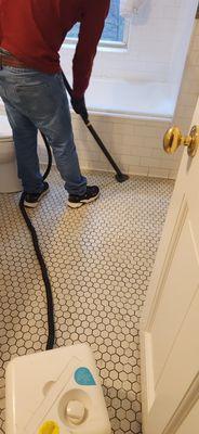 Cleaning tiles and grout.