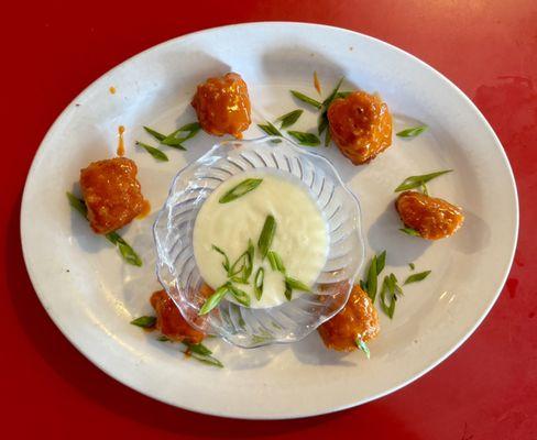 Tuna Bites in Panko bread crumbs with blue cheese dip.