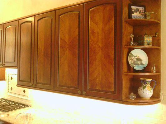 Antiqued and polyurethaned old cabinets