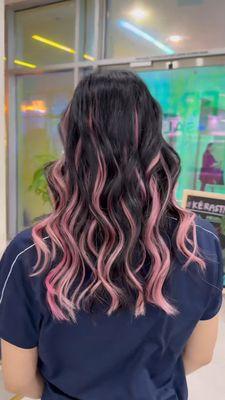 Pink highlight extensions - 18 inches, 40 pairs