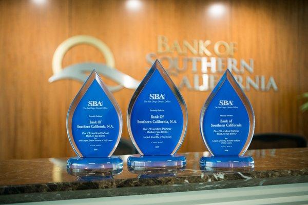 Recognized as top SBA Lender year over year