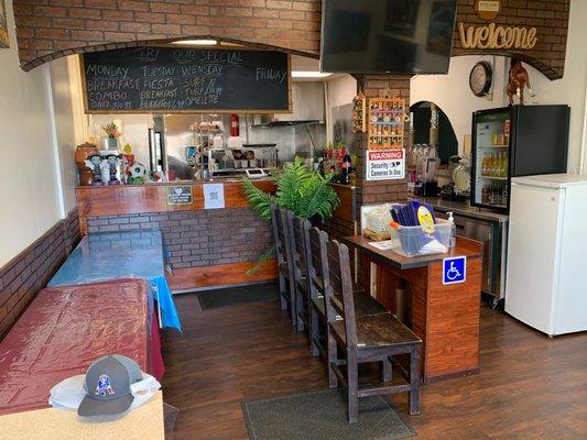 What you see when you entire Chiroys! Specials noted on the chalkboard above the counter.