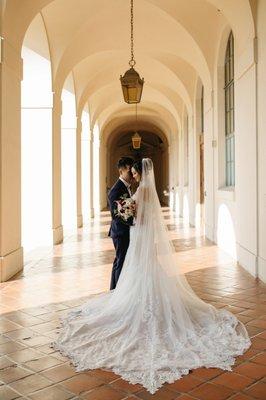 Dress and veil from Kora Brides. Pic at Pasadena City Hall