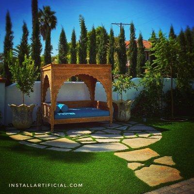 patio artificial grass backyard