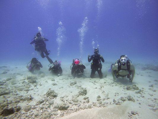 6 people in my dive class! 40 ft below on the 1st day.