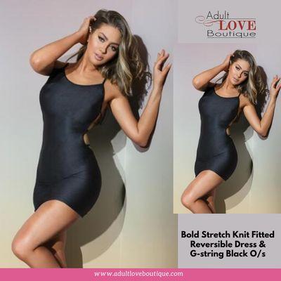 Bold Stretch Knit Fitted Reversible Dress & G-string Black O/s https://bit.ly/3hlHhxW