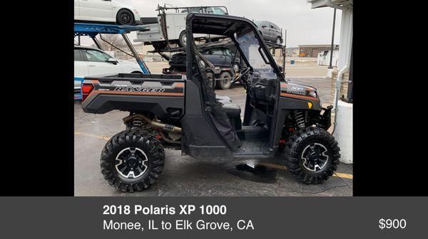 Custom UTV unit being loaded off trailer in northern CA to the buyer.