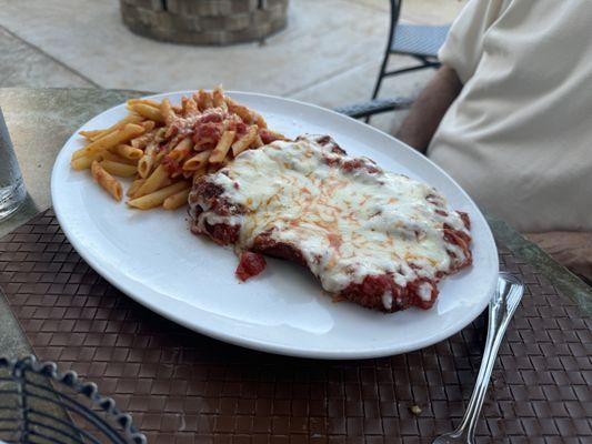 Veal Parmigiano with pasta