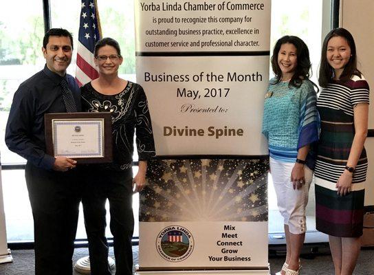 Divine Spine awarded Business of the Month!