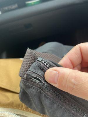 Poorly "repaired" zipper