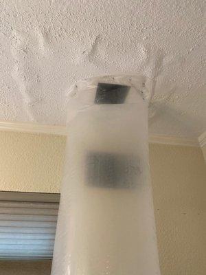 Had to get water restoration to dry out the ceiling and wall.