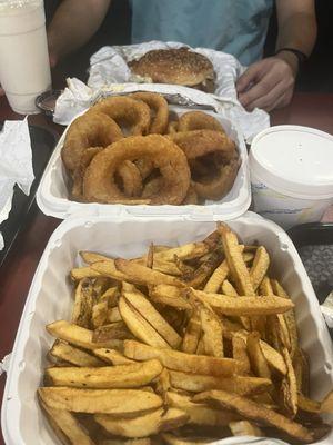 Fries and onion rings