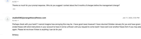 Email where they re-freeze my account with the same promise to "not be unfrozen until" I request. Sound familiar?