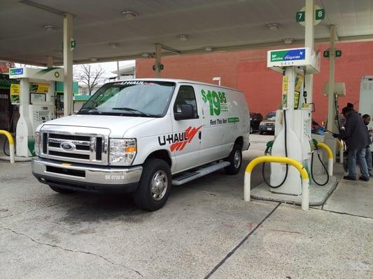 Filling up a U-Haul.