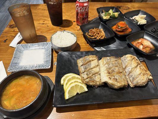 My delicious lunch Combo--Fish and Tofu Stew