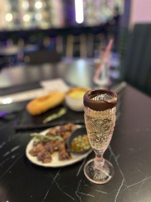 Champagne and steak bites!