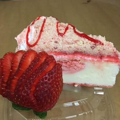 Delicious strawberry shortcake with organic strawberries only at Luckis on 6 mile