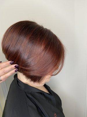 Stacked bob hair cut.