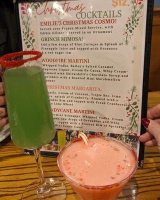 Grinch Mimosa and the Candycane martini