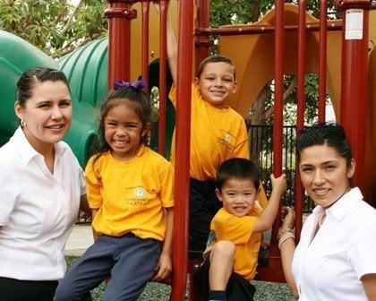 The children enjoy the brand new playground!