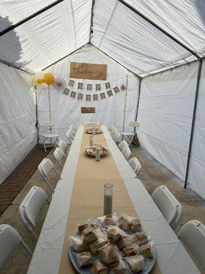 Three tables and a tent