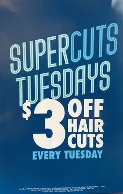 Supercuts Tuesdays $3 OFF