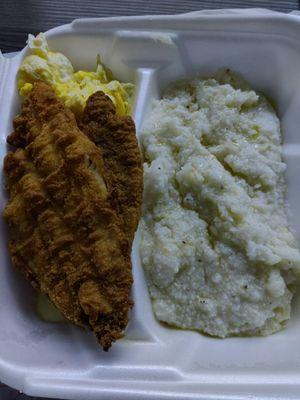 Catfish, eggs & grits