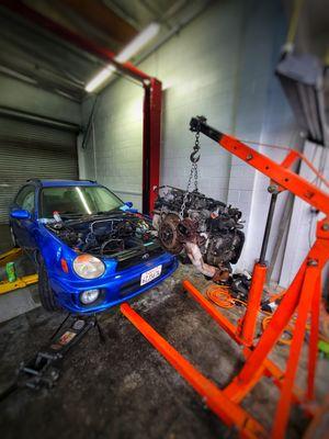 Installing a JDM engine on a WRX.