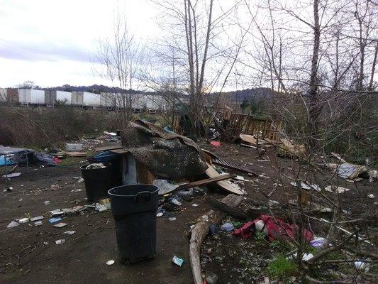 City of Portland owned property at N Emerson/N Basin in usage(illegal camp ground) and property maintenance violation. BDS did not act.