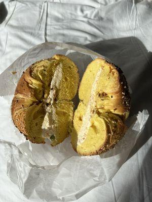 Egg Bagel with Vegetable Cream Cheese