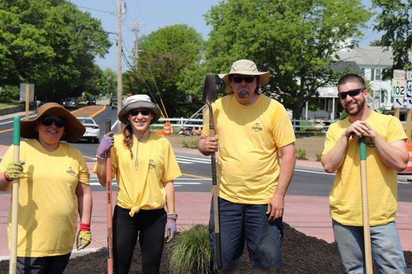 Planting the Chepachet roundabout pollinator garden in 2018.