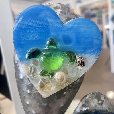 Recycled glass sea turtle magnet $10