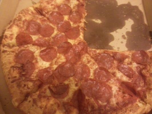 I ate about a quarter of it. It tasted like pizza. Why are you looking at a picture of Domino's pizza?