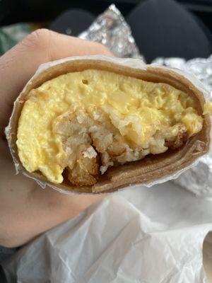 Egg cheese and hash brown wrap